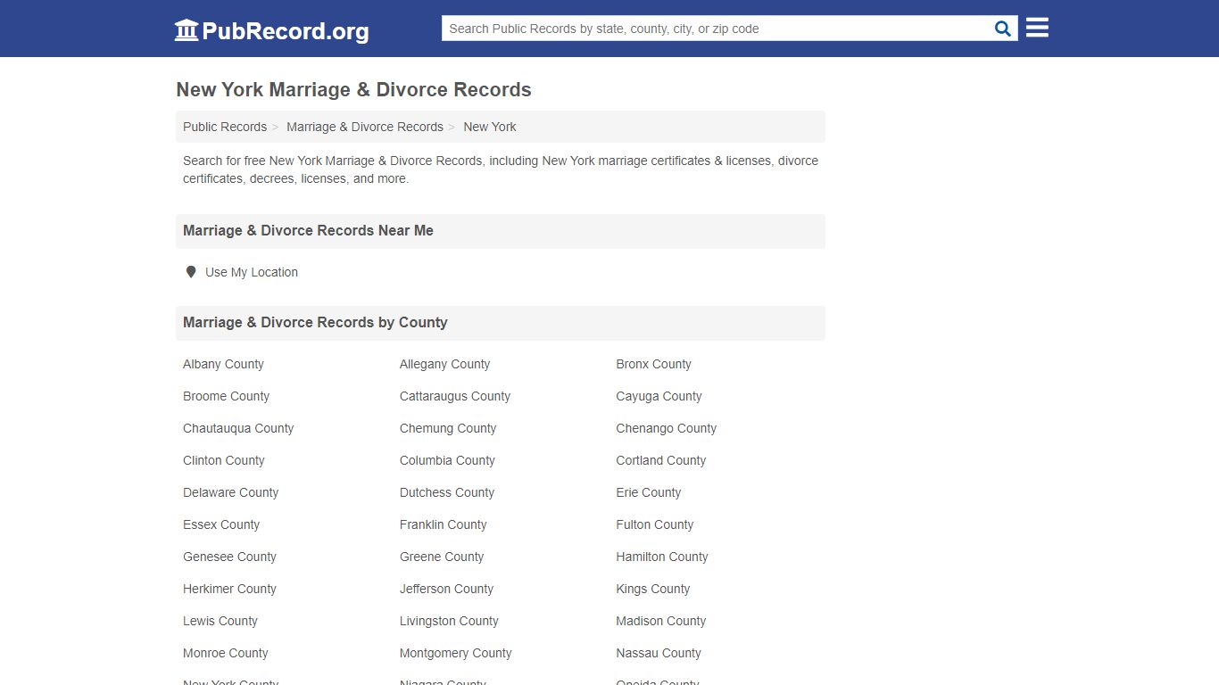 Free New York Marriage & Divorce Records - PubRecord.org